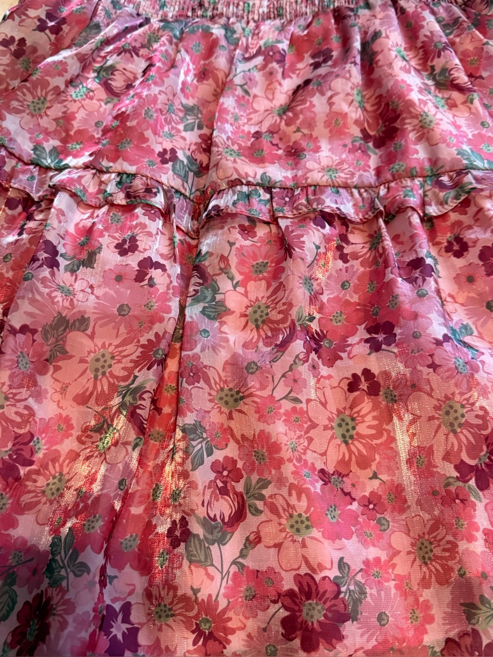 Very J Pink Floral Smocked Garden Party/Wedding/Date Square-Neck Mini Dress-EUC - Picture 5 of 11